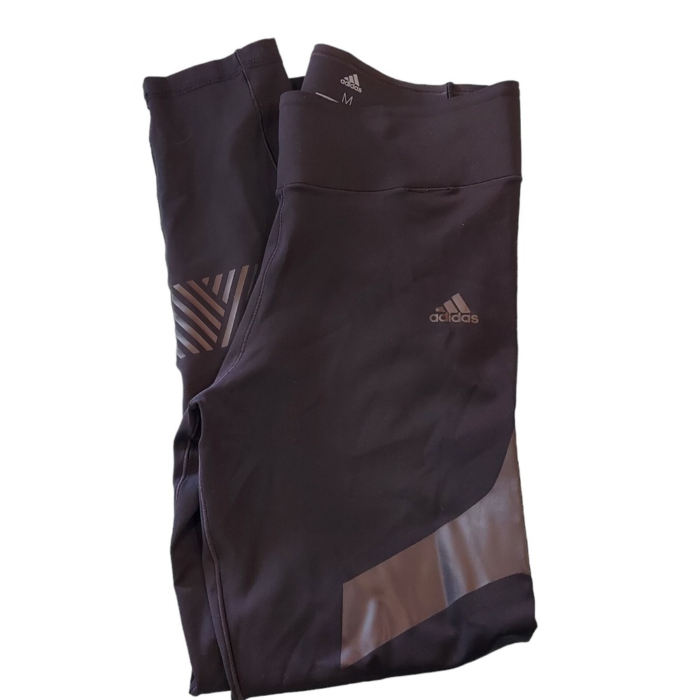 ADIDAS CLIMALITE Womens Black Athletic Pants Black on Black Pattern Size‎ M
